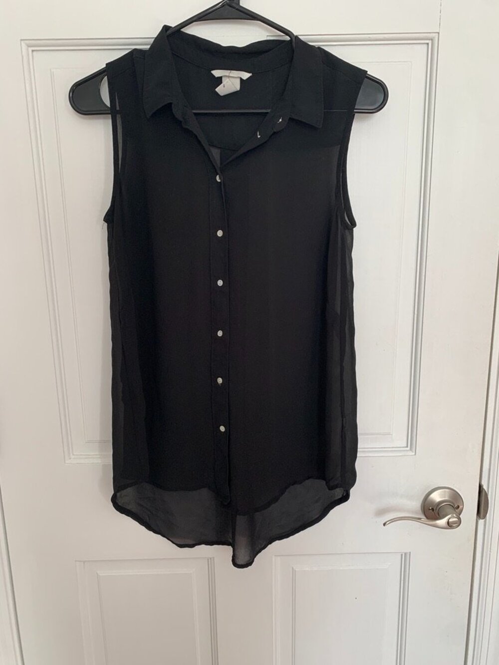 H&M Sheer Sleeveless Black Button Up